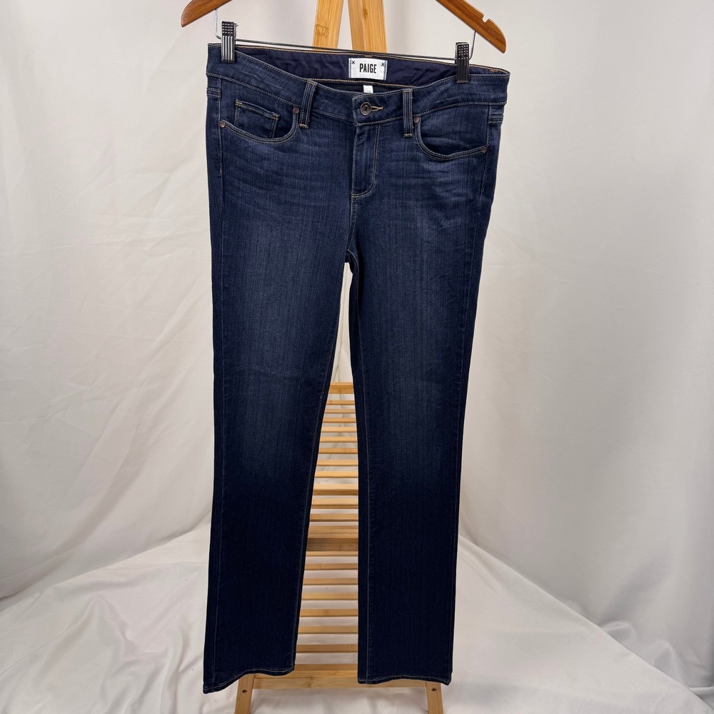 Paige Skyline Straight Jeans Women 29 Blue Dark Wash Stretch Denim